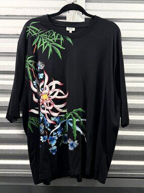 KENZO Paris Black Multicolor Floral Flower Graphic T-Shirt Sz XXL